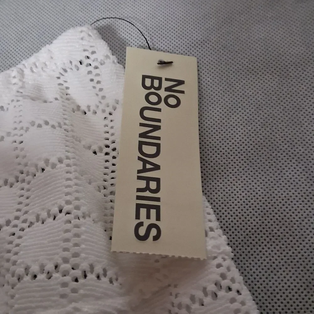 No Boundaries Bikini Swim Skirt Cover Up Womens Large White Eyelet New With Tags